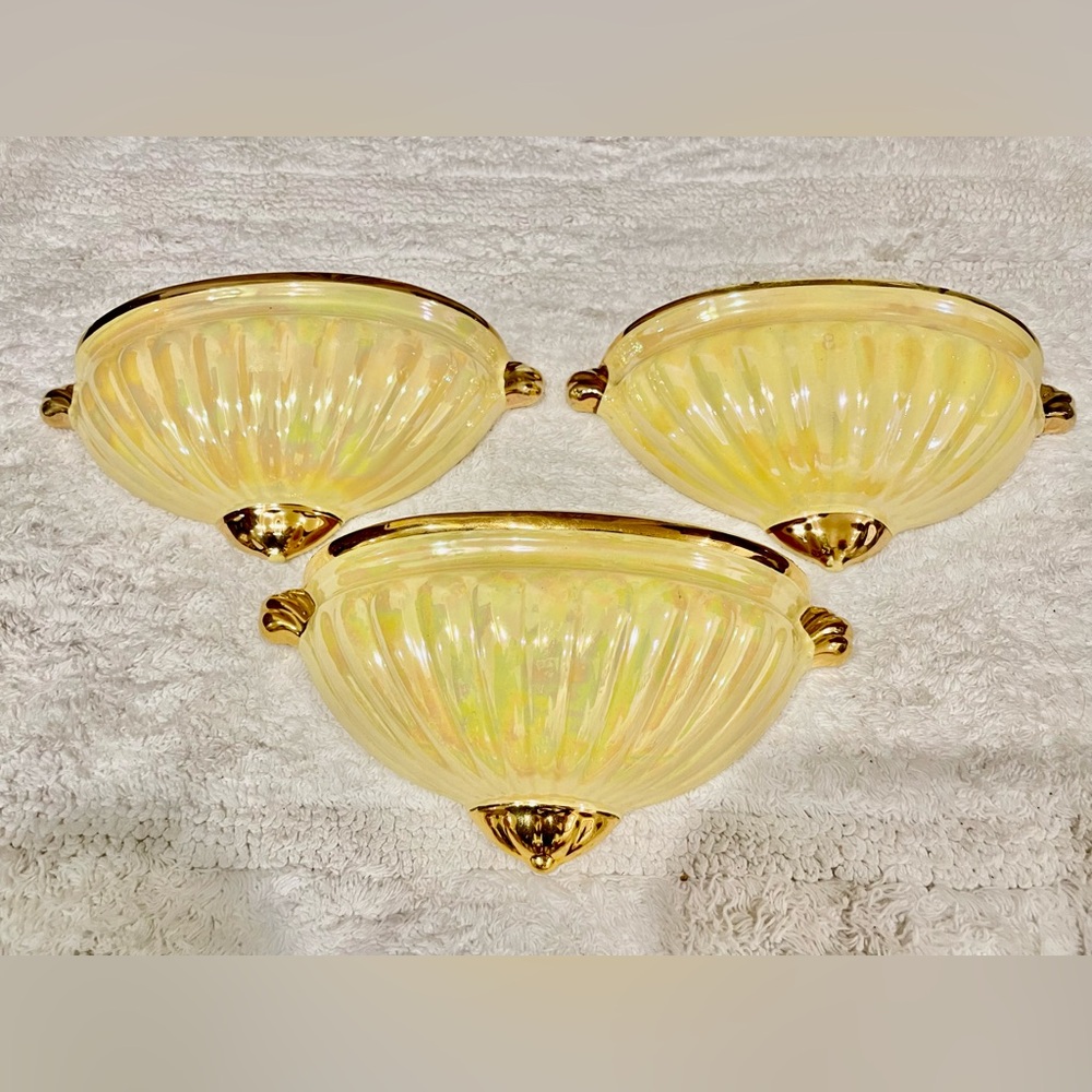 🏡Sadler England Gold and Cream Wall Sconces Set of 3